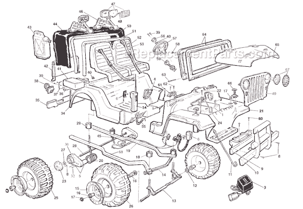 Page A Diagram and Parts List for 76820-86290 After 08/17/95 Power Wheels Ride-On Cars